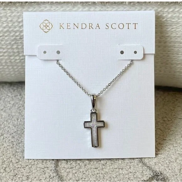 Kendra Scott Silver Iridescent Cross Necklace - Picture 2 of 3